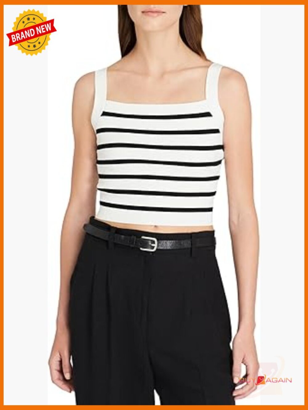 Cropped Sweater Tank Sleeveless Striped Pull On
